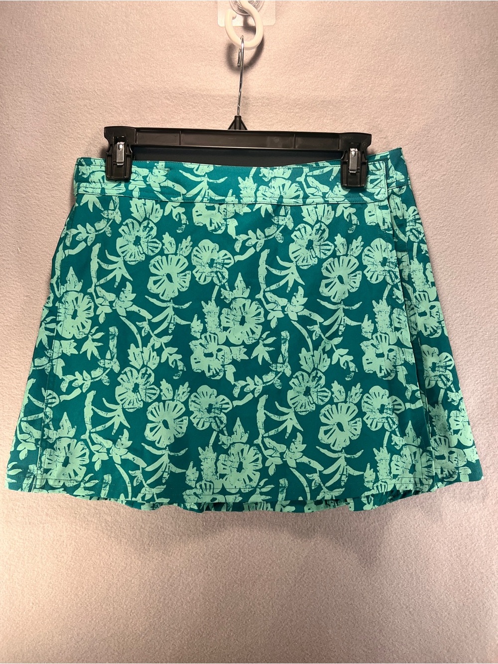 RipSkirt Hawaii Teal Aqua Floral Wrap Mini Skirt Size Small